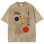 Unisex Yayoi Kusama Dots Lines Printed Washed Tee