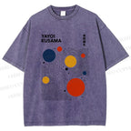 Unisex Yayoi Kusama Dots Lines Printed Washed Tee