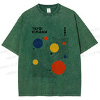 Unisex Yayoi Kusama Dots Lines Printed Washed Tee