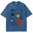 Unisex Yayoi Kusama Dots Lines Printed Washed Tee
