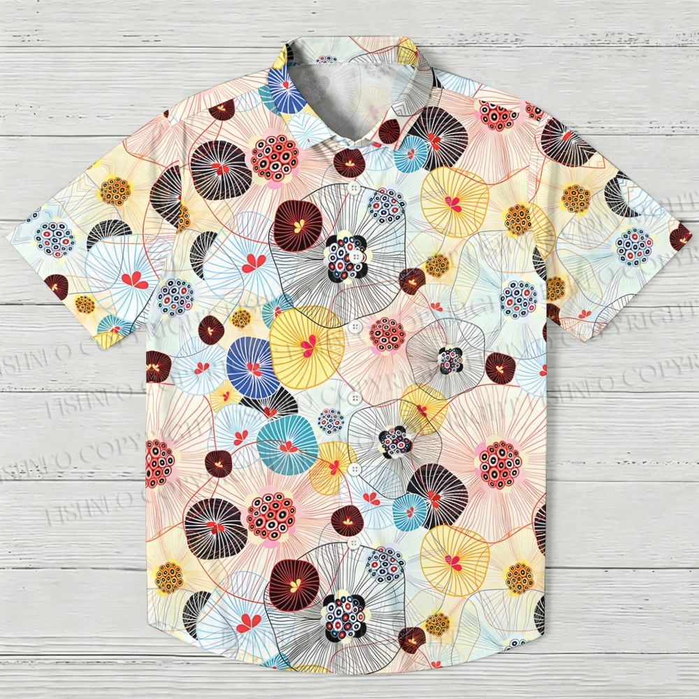 Abstract Floral Printed Hawaiian Shirt