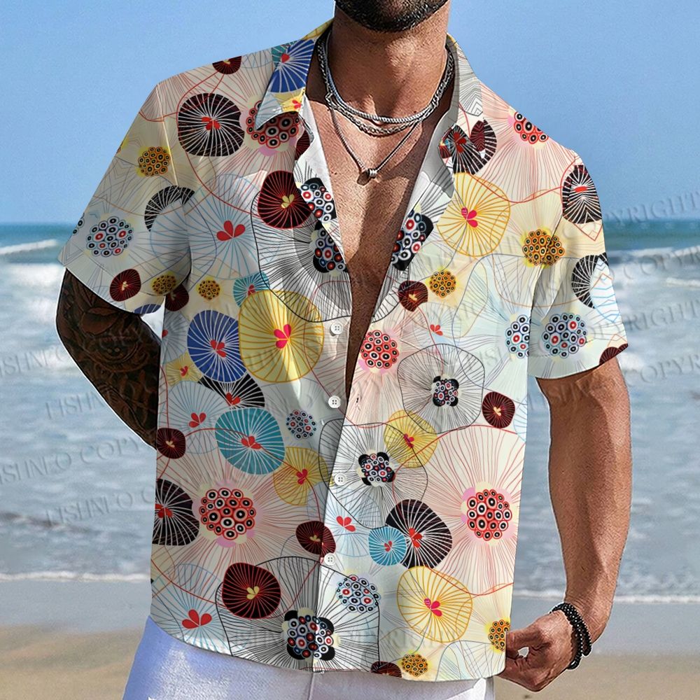Abstract Floral Printed Hawaiian Shirt
