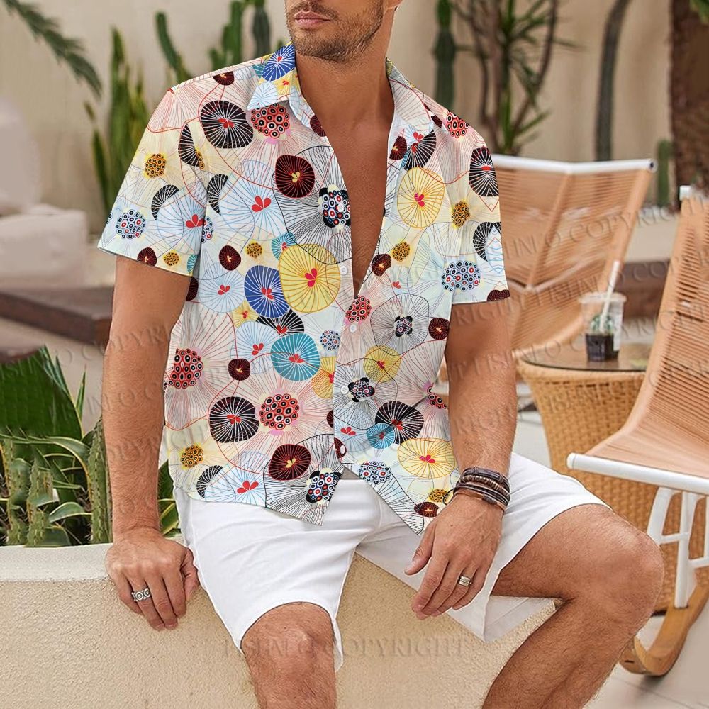Abstract Floral Printed Hawaiian Shirt