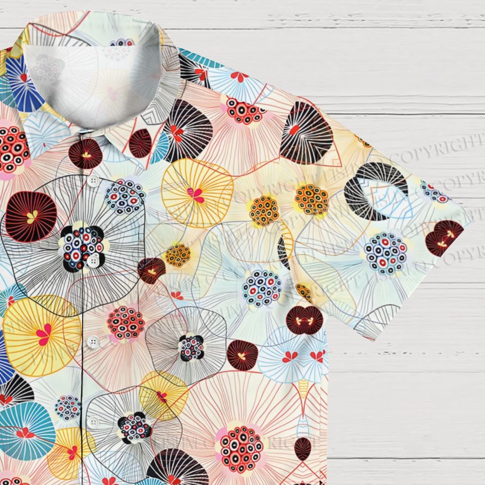 Abstract Floral Printed Hawaiian Shirt