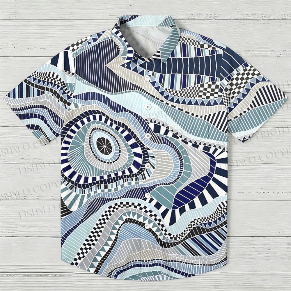 Abstract Geometric Printed Hawaiian Shirt