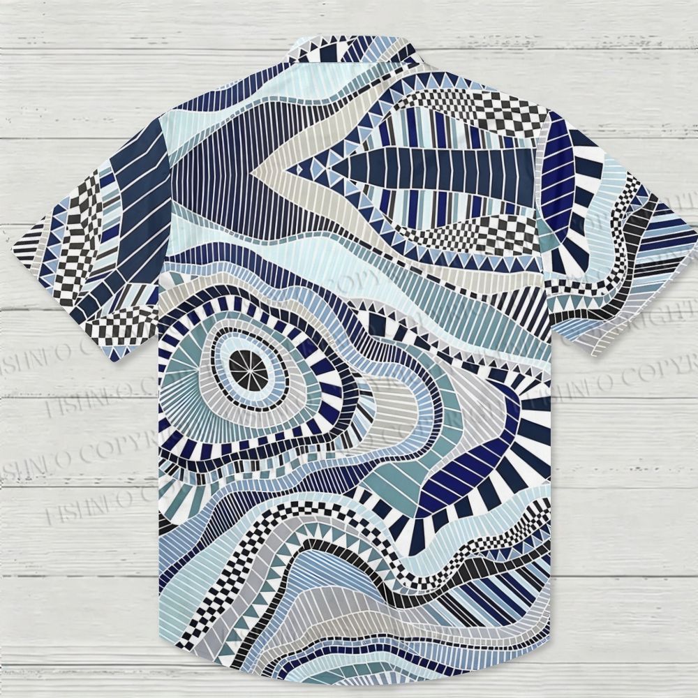 Abstract Geometric Printed Hawaiian Shirt