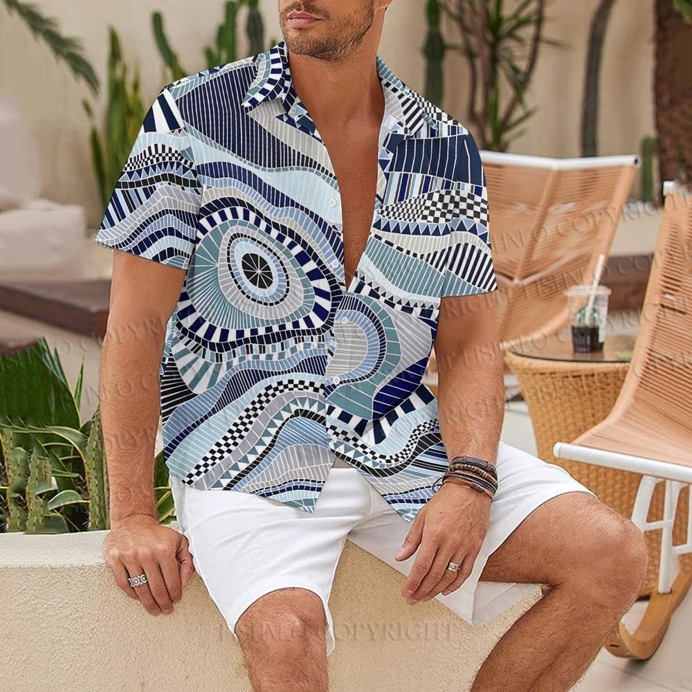 Abstract Geometric Printed Hawaiian Shirt