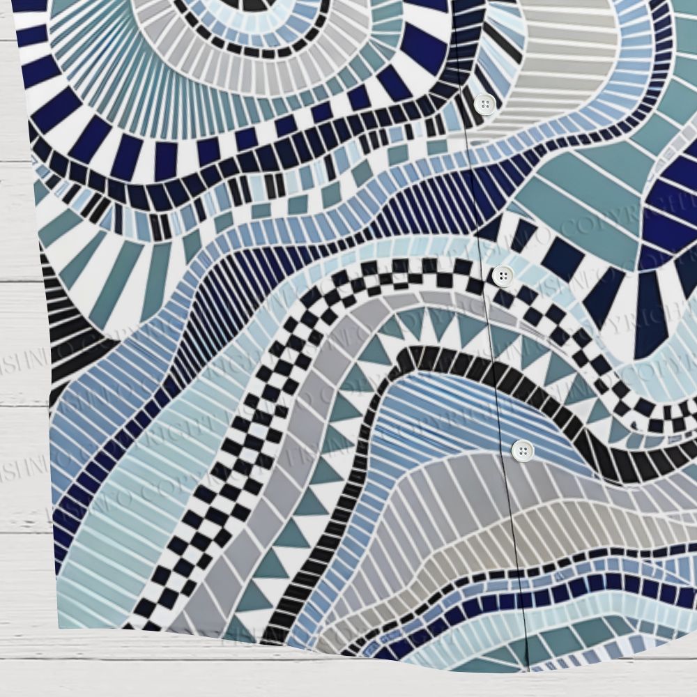 Abstract Geometric Printed Hawaiian Shirt