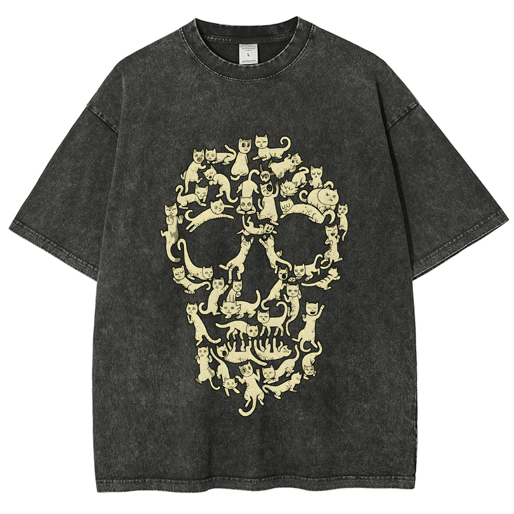 Cat Skull Vintage Washed T-shirt