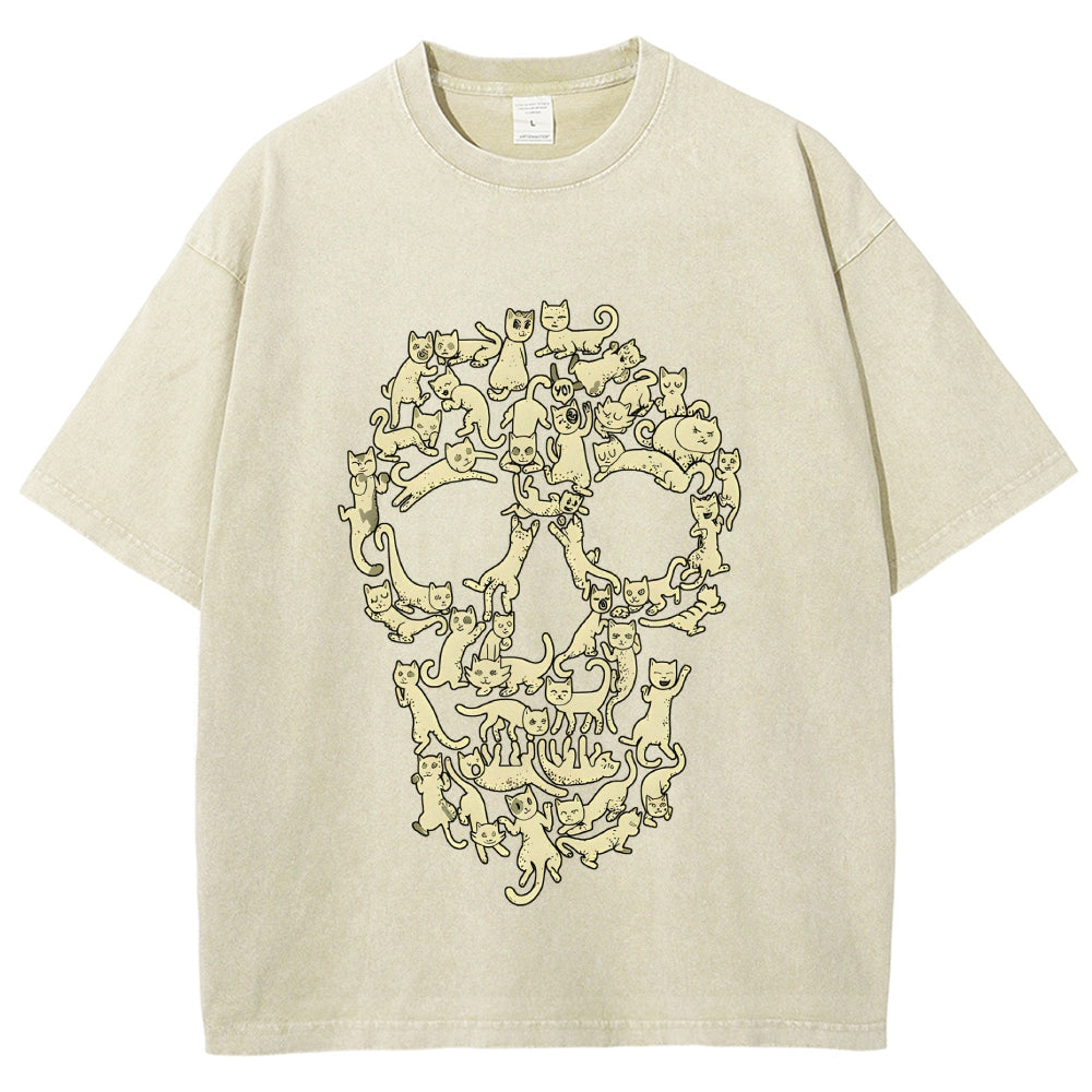 Cat Skull Vintage Washed T-shirt