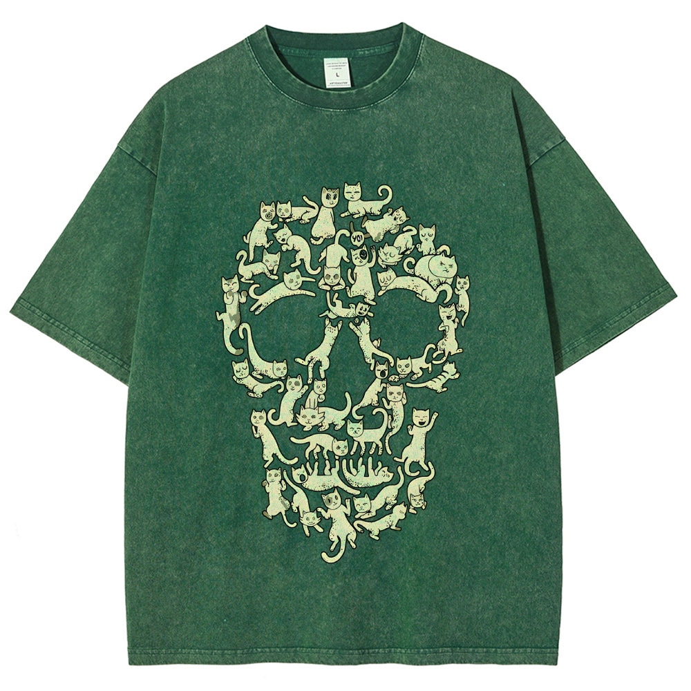 Cat Skull Vintage Washed T-shirt
