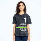 Yamanote Line for Shinjuku & Ikebukuro & Ueno Vintage Wash Japanese Design T-Shirt