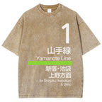 Yamanote Line for Shinjuku & Ikebukuro & Ueno Vintage Wash Japanese Design T-Shirt