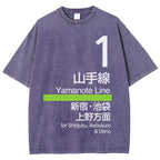 Yamanote Line for Shinjuku & Ikebukuro & Ueno Vintage Wash Japanese Design T-Shirt