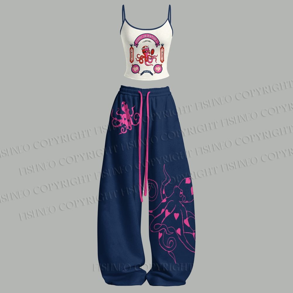 Octopus Valentines Day Top & Elasticated Trousers Two-Piece Set