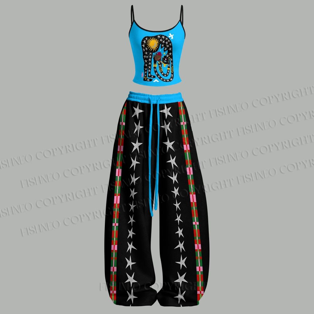Sky Mother Printed Top & Elasticated Trousers Two-Piece Set