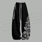 Yayoi Kusama Black Flower Top & Elasticated Trousers Two-Piece Set