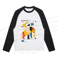 Bauhaus Elephant Neutral Color-Blocked Raglan Long Sleeve T-shirt