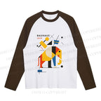 Bauhaus Elephant Neutral Color-Blocked Raglan Long Sleeve T-shirt