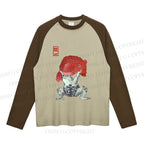 Frog Carrying A Red Fish Neutral Color-Blocked Raglan Long Sleeve T-shirt