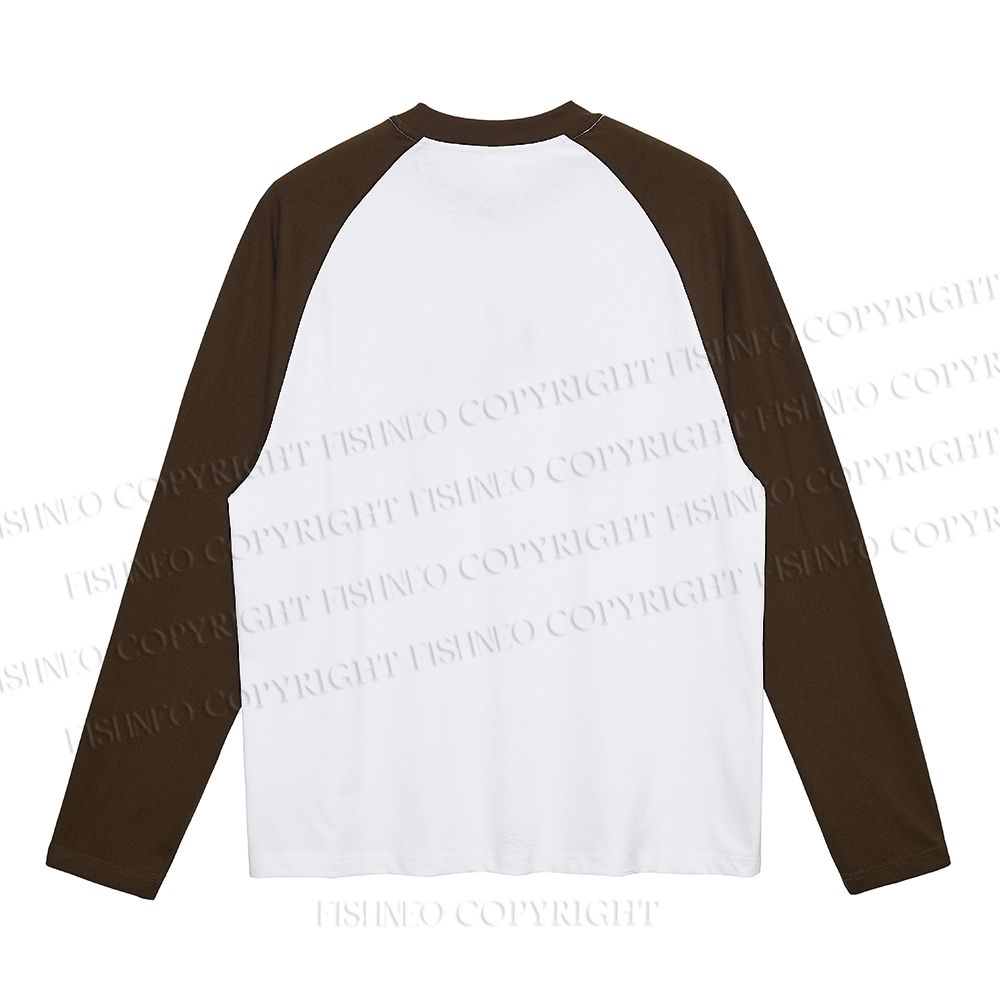 Frog Carrying A Red Fish Neutral Color-Blocked Raglan Long Sleeve T-shirt