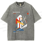Unisex Bauhaus Monkey Printed Washed Tee