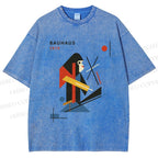 Unisex Bauhaus Monkey Printed Washed Tee