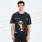 Unisex Bauhaus Owl Printed Washed Tee