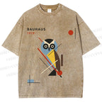 Unisex Bauhaus Owl Printed Washed Tee
