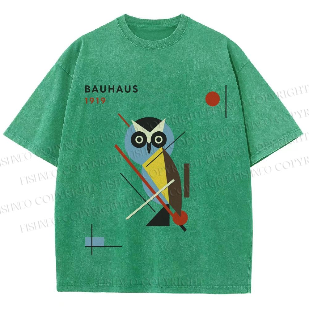 Unisex Bauhaus Owl Printed Washed Tee