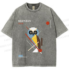 Unisex Bauhaus Owl Printed Washed Tee