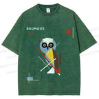 Unisex Bauhaus Owl Printed Washed Tee