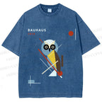 Unisex Bauhaus Owl Printed Washed Tee