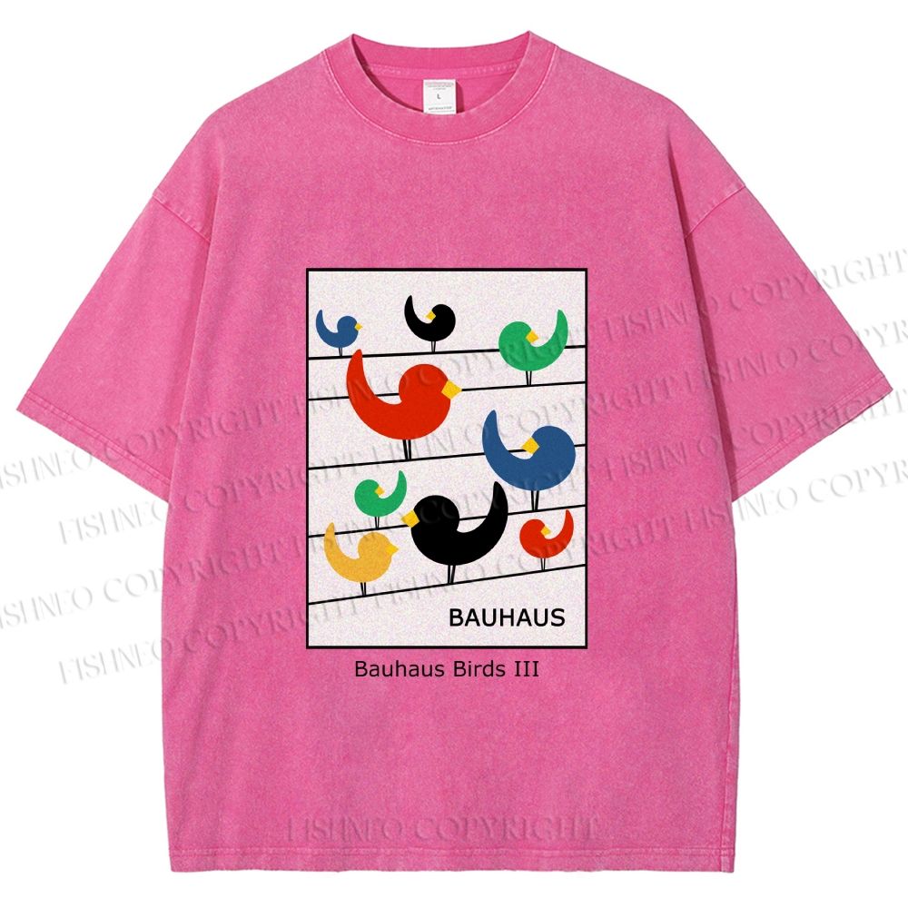 Unisex Bauhaus Birds Printed Washed Tee
