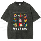 Unisex Bauhaus Birds Printed Washed Tee