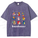 Unisex Bauhaus Birds Printed Washed Tee
