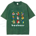 Unisex Bauhaus Birds Printed Washed Tee
