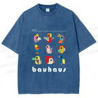 Unisex Bauhaus Birds Printed Washed Tee