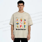 Unisex Bauhaus Birds Printed Washed Tee