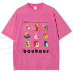 Unisex Bauhaus Birds Printed Washed Tee
