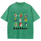 Unisex Bauhaus Birds Printed Washed Tee