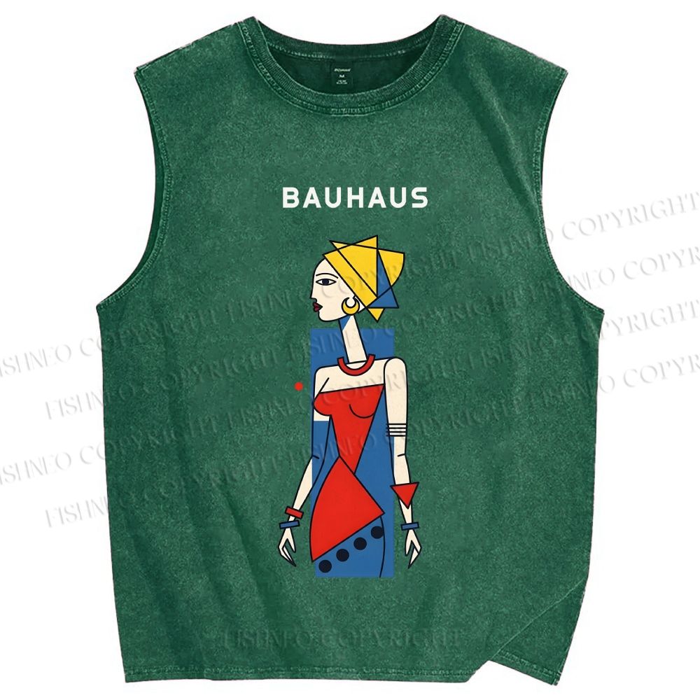 Unisex African Bauhaus Woman Printed Washed Tank Top