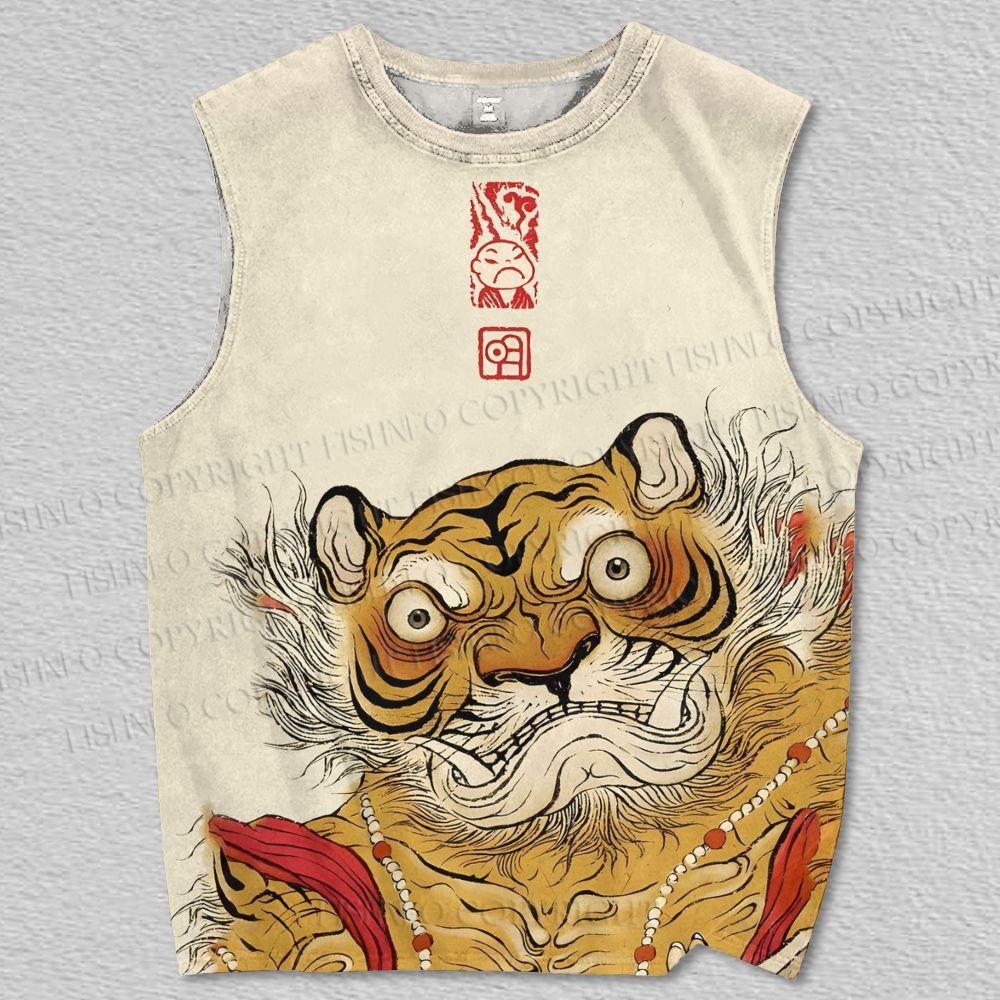 Unisex Angry Tiger Printed Tank Top