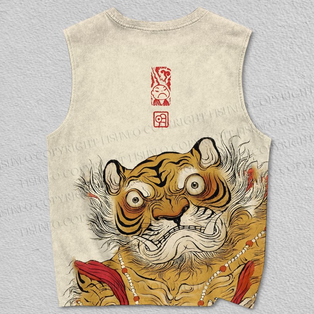 Unisex Angry Tiger Printed Tank Top
