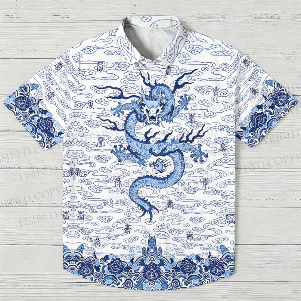 Flying Dragon Printed Hawaiian Shirt