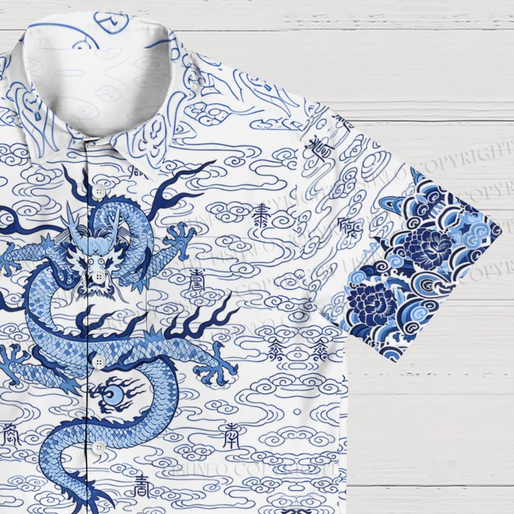 Flying Dragon Printed Hawaiian Shirt