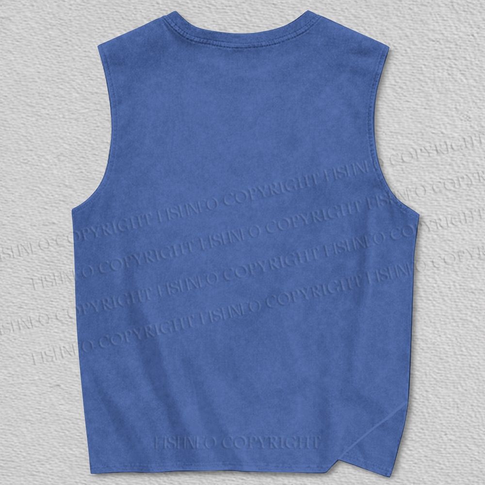 Unisex Vintage White Tiger With Wolf Printed Tank Top