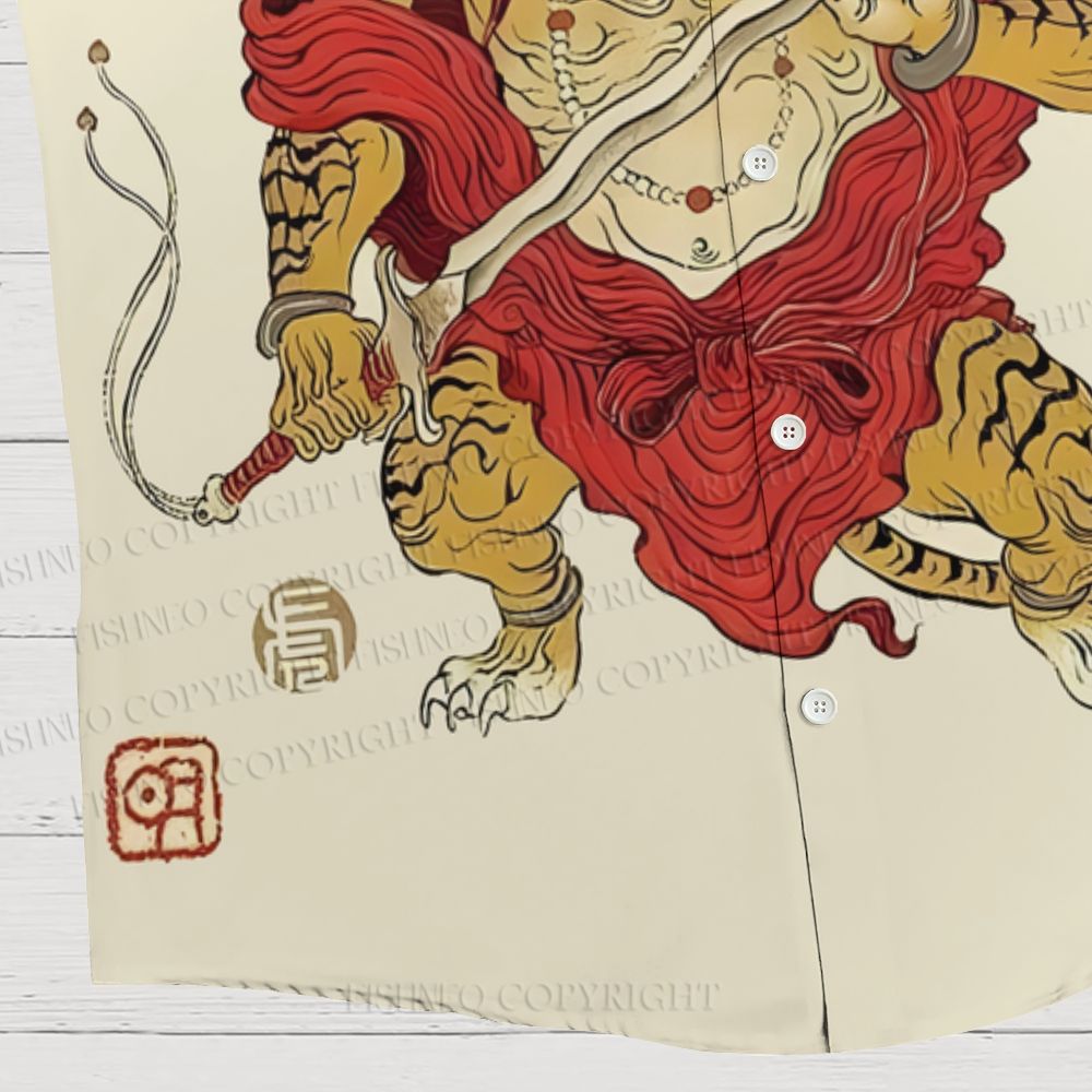 Angry Tiger Printed Hawaiian Shirt