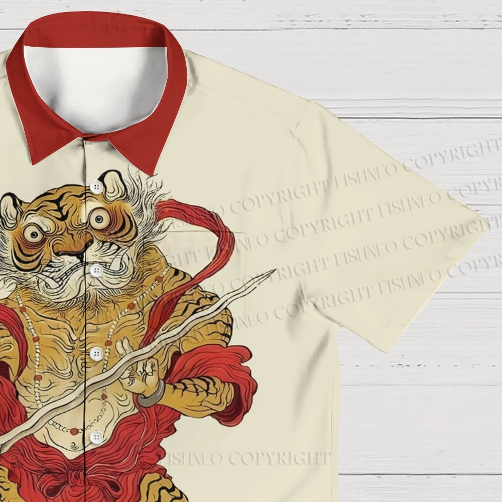 Angry Tiger Printed Hawaiian Shirt