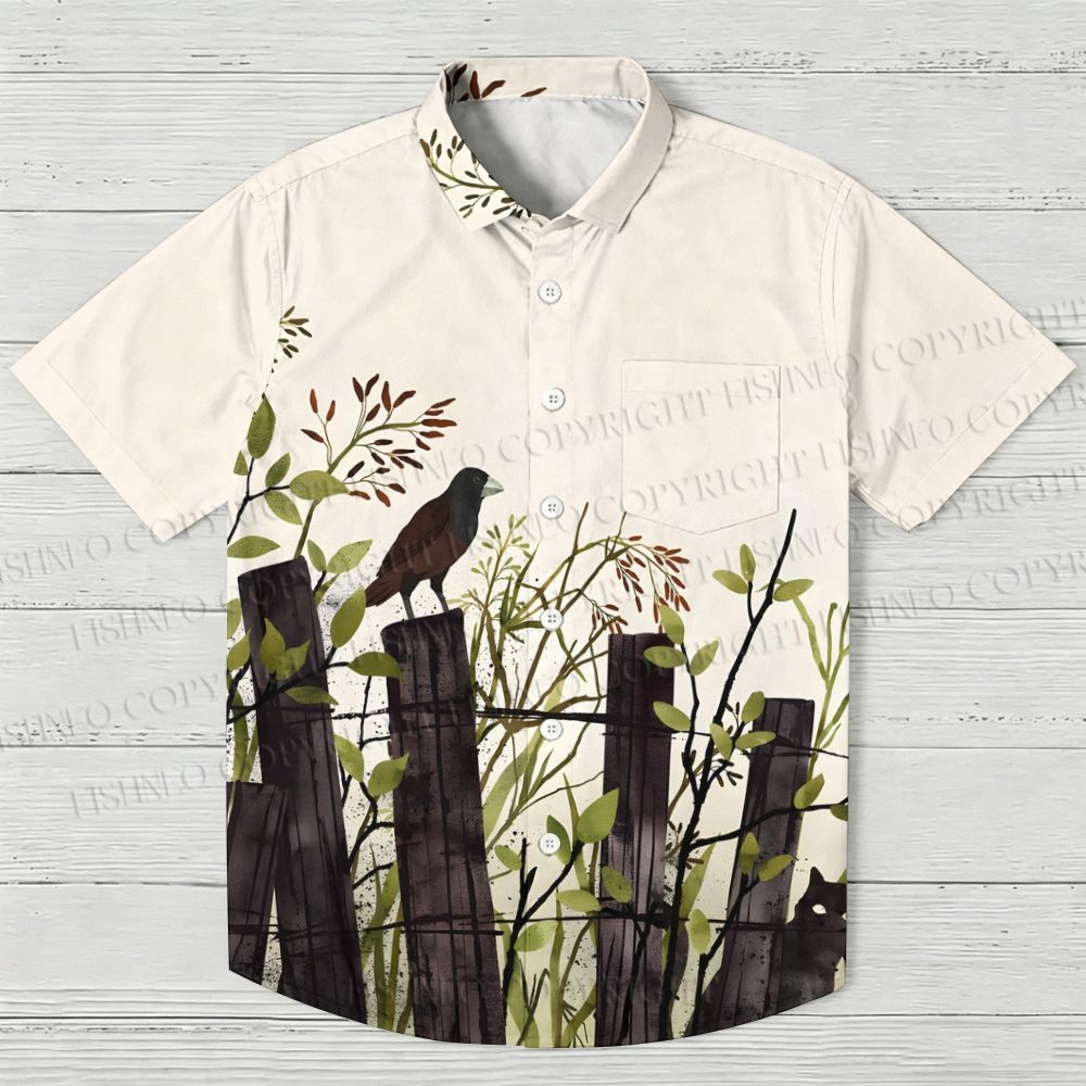 Crowd Alone on Fence Hawaiian Shirt